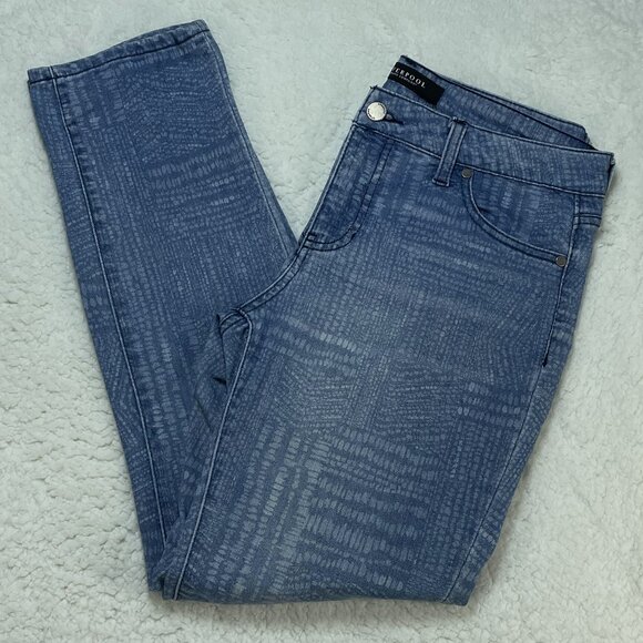 Liverpool Jeans Womens Sz 6 Blue Snake Pattern Straight Leg Mid Rise 30x27 - Picture 1 of 12